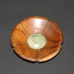 Small Flower teak/keramiek hart, Ø 7.5cm