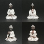 Japanse Boeddha, polystone, zilver 5,5cm (4stuks) (649)