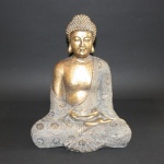 Japanse Boeddha zittend, polystone, gold 24cm (550)