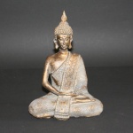 Thai Boeddha zittend, polystone, gold 20cm (533)