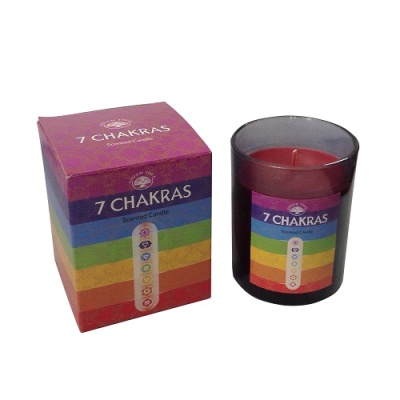 7 Chakra geurkaarsen in glas, 210gr