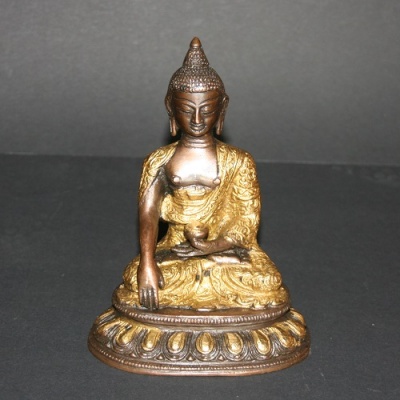 Boeddha zittend, brons/messing 15cm