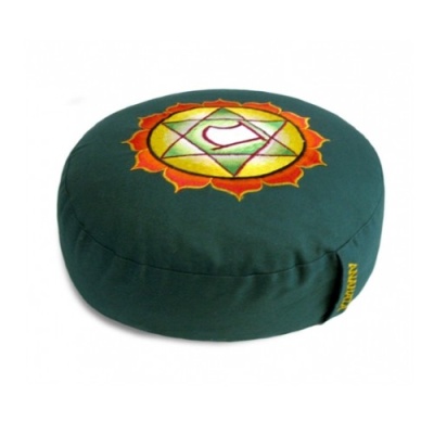 Meditatiekussen met geborduurd symbool Chakra 4
