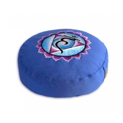 Meditatiekussen met geborduurd symbool Chakra 5