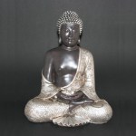 Japanse Boeddha, polystone, zilver 30cm (297)