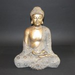 Japanse Boeddha zittend, polystone, gold 30cm (551)